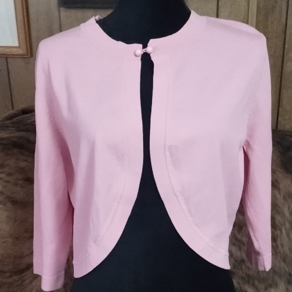 Dressbarn Pink Knit Sweater Shrug Bolero